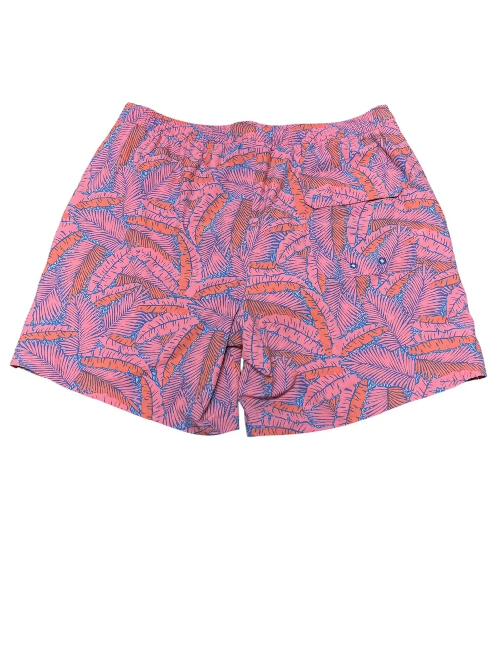 Vineyard Vines island palms Chappy swim trunks 7” inseam coral blue preppy